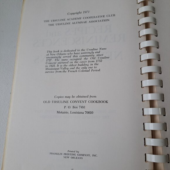 VTG Recipes & Reminiscences of New Orleans Cookbook Ursuline Academy 1971 Cajun - Picture 5 of 15